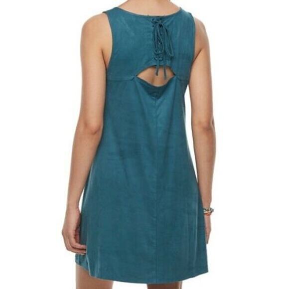 Pink Republic XSmall Purple Faux Sueded Lace Back Dress Sleeveless Artisan Wine - Picture 10 of 11